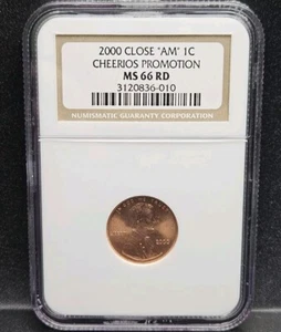 2000 Close "AM" Cheerios Lincoln Cent / NGC Certified MS66 RD - Picture 1 of 2