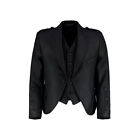 Scottish Black Tweed Wool Argyle Kilt Jacket With Waistcoat Men's Wedding Jacket