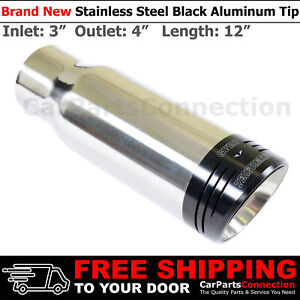 Angled Black Aluminum 12in Weld On Exhaust Tip 3 In 4 Out Stainless 283883