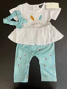 Baby Girl 3 Piece Easter Outfit With Headband. Size 0-6 Months - Picture 1 of 4