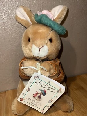 Benjamin Bunny Stuffed Plush With Book Hang Tag 1996 Eden Toy Peter Rabbit - Image 1 of 4