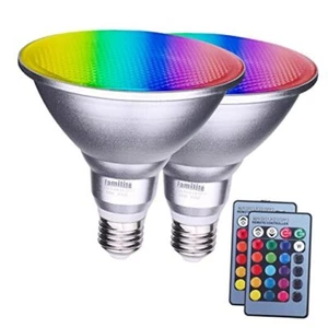 PAR38 LED Floodlight Bulb, 30W Color Changing Light Bulb, Remote 30.0 Watts - Picture 1 of 7