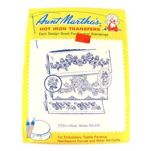 Zia Marthas Hot Iron Transfers MOTIVI CIPOLLA BLU #3759 Nuovo con scatola USA vintage - Foto 1 di 5