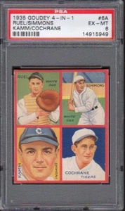 1935 Goudey 4-in-1 #6A Mickey Cochrane HOFWillie KammMuddy RuelAl Simmons HO - Picture 1 of 2