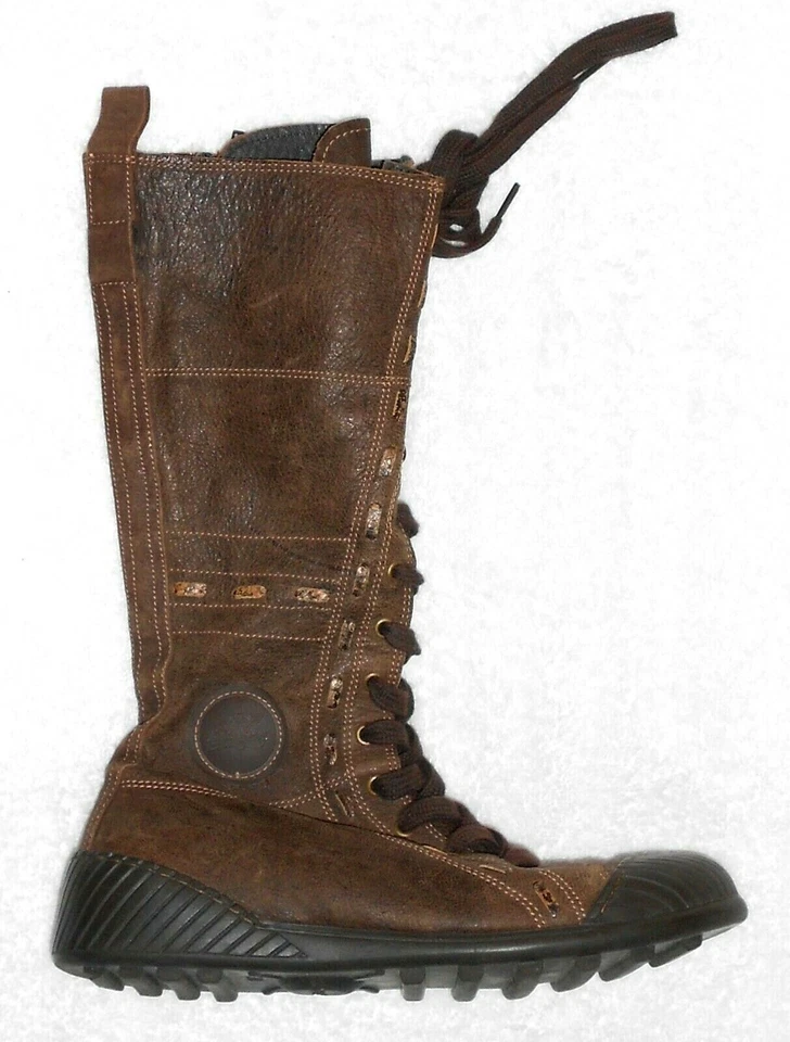 PATAUGAS bottes plates zip + laçage cuir marron P 36 TBE - Photo 1/4