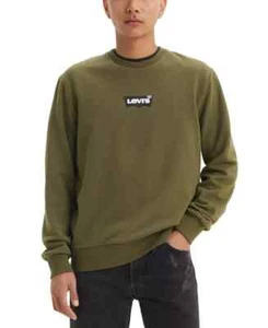 LEVI'S grüner Pullover Rundhalspullover Baumwolle Regular Fit Fledermaus Logo M - Bild 1 von 2