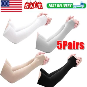 5 Pairs Cooling Arm Sleeves UV Sun Protect Covers For Men Women Outside Sport - Picture 1 of 21