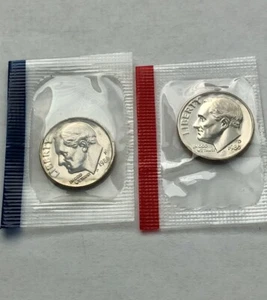 1986 P&D Roosevelt Dimes US 10c Coins In Mint Cello - Picture 1 of 3