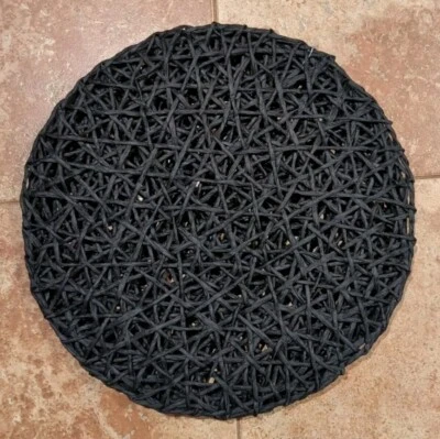  4 Pack Round Paper Woven Placemats Rattan Black for Dining, Party Wedding - Image 1 of 2