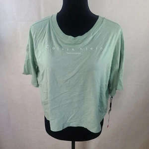 CK Performance Womens Drop Shoulder Logo Graphic Shirt Top Mint Green WS-938 - Picture 1 of 7