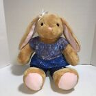 Build a Bear Bunny Rabbit Light Brown Plush w/ Blue Lace Top & Studded Jeans Bow