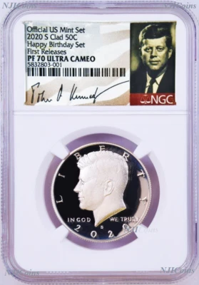 2020 S Proof Kennedy Half Dollar 50c NGC PF70 UC FR HAPPY BIRTHDAY SET Version - Image 1 of 2