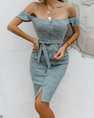 Vestido informal de jacquard con cinturón delantero con botones al hombro Foto 1 de 4