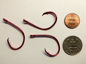 (100) Eagle Claw Lazer Sharp Circle Sea hooks (Size 5/0) Sea Guard Red (BULK) - Picture 1 of 7