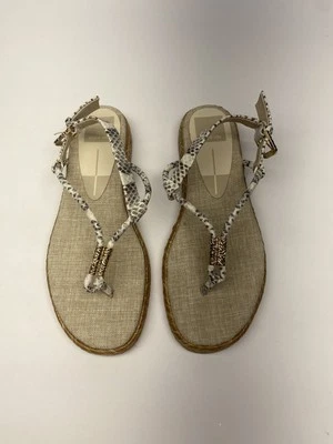 Dolce Vita Womens BaceyBeige Espadrille Thong Sandals Snake Print Buckle Sz 8 - Image 1 of 4