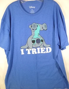 Disney STITCH-Mens T-Shirt-2XL XXL-Blue-Short Sleeve-Casual-Lilo & Stitch - Picture 1 of 8