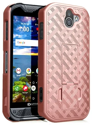 Rose Gold Pink Kickstand Case Hard Cover for Kyocera DuraForce Pro 2 E6910 - Image 1 of 4
