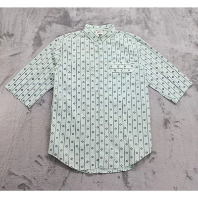 Camisa Safari Shah Años 80 De Colección Para Hombres S Verde Manga Corta Bolsillo Abotonado en el Pecho Foto 1 de 4