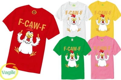 VAGILE F-Caw-F Funny Chicken T-Shirt Meme Quote Vintage Unisex Tee Top Gift Xmas
