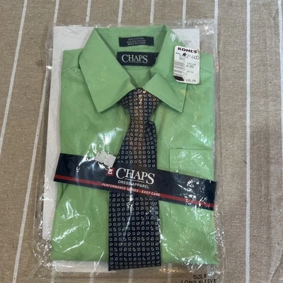 Camisa y corbata con botones de manga larga verde Chaps Boys NUEVA talla 6 Foto 1 de 4