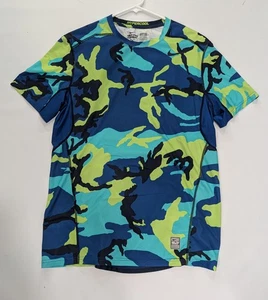 Mens Nike Dri Fit Pro Combat Hypercool Compression Camo Blue Fitted Shirt Size L - Picture 1 of 4