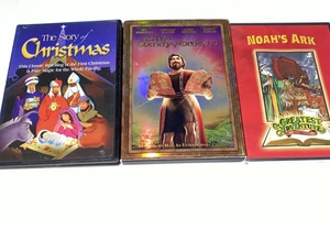 Bible Stories DVD Lot - Noah's Ark (New), Story Christmas, & Ten Commandments VG - Picture 1 of 6