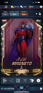 DIGITAL Topps Marvel Collect Hollywood Heroes 25 Magneto A-List - Picture 1 of 2