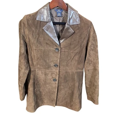 Chaqueta Blazer Brooks Brothers 346 Para Mujer Talla 6 Marrón Gamuza Cuero Abotonada  Foto 1 de 4