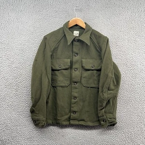 Vintage OG 107 Shirt Mens Medium Green Wool Military Vietnam Button Up Flannel - Picture 1 of 15
