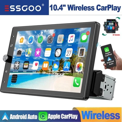 10.4" Car Stereo Radio Rotatable Single DIN Wireless Apple CarPlay Android 14 - Image 1 of 4