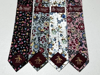 Lote de 4 corbatas de algodón hechas a mano originales PENGUIN de MUNSINGWEAR Foto 1 de 4