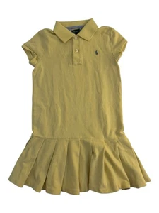 Polo by Ralph Lauren Polo Logo Dress Yellow Pleated Casual School Girls Size 6x - Picture 1 of 4