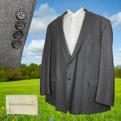 Pronto Uomo Sport Coat Mens 54L Gray Multicolor Striped Smooth Wool Two Buttons - Image 1 of 4