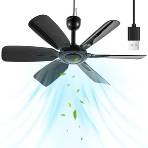 17.7" Inch Small Portable Ceiling Fan, USB Plug In, 5V DC Powered, 6 Blades, ... - Picture 1 of 6