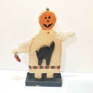 Ilona Steelhammer Midwest Cannon Falls Halloween Primitive Wood Pumpkin Ghost 8" - Bild 1 von 8