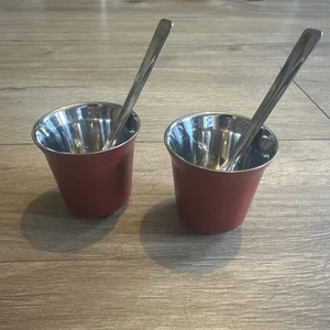 Nespresso 2 Tazzine e Agitatori da Caffè Espresso in Acciaio Doppia Parete Pixie Lungo - Foto 1 di 6