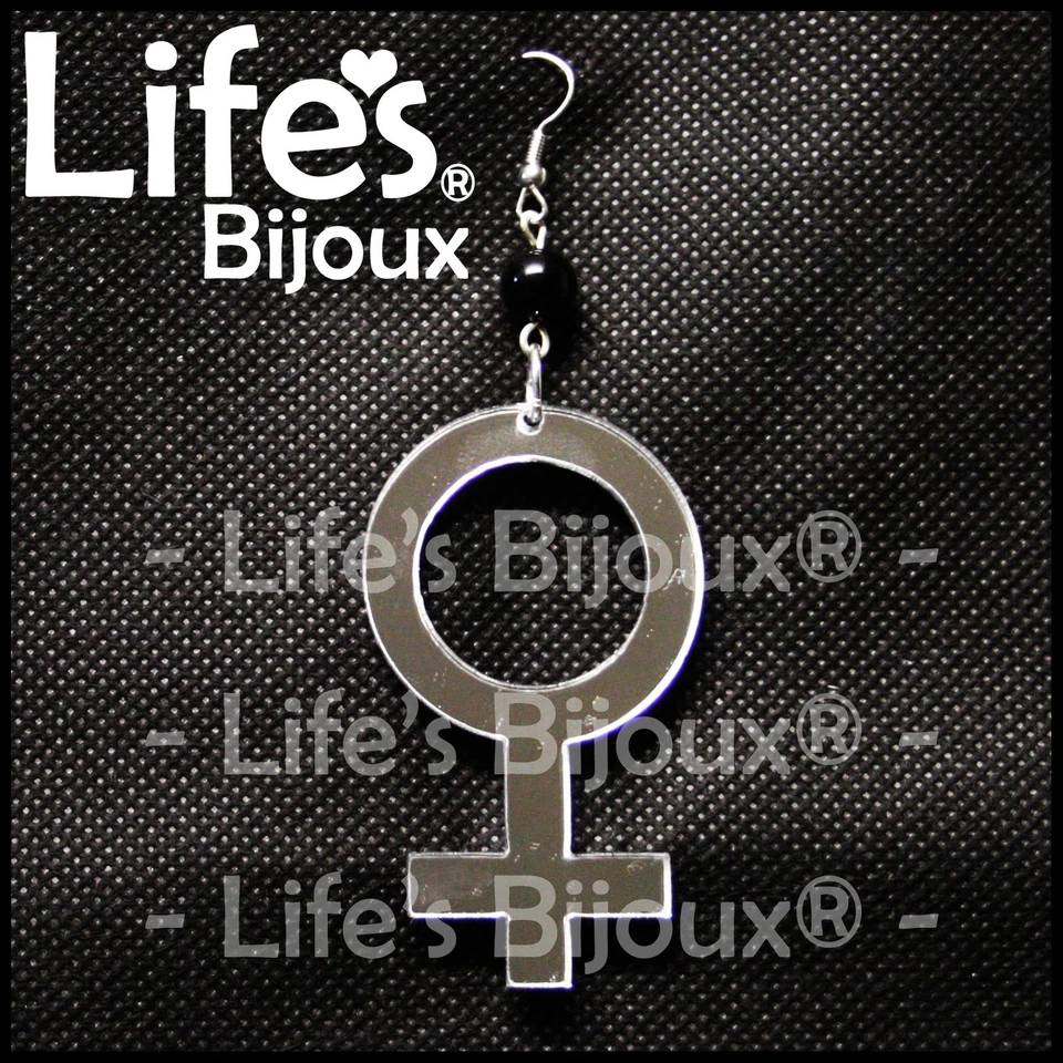 Orecchino Donna Con Femmina Pendente Venere Ciondolo In Plexiglass Specchio 6 cm - Immagine 1 di 1