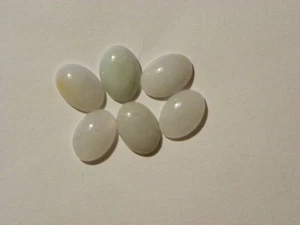 White Jade Jadeite Cabs 6 Pieces Around 10x14 MM Oval Translucent Vintage Burma - Picture 1 of 2