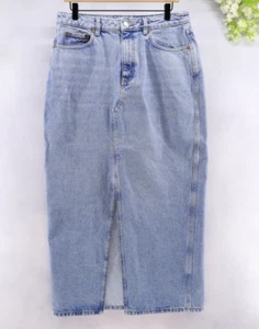 MNG Damen Denim Maxirock Large High Rise Western Distressed Wash Blau - Bild 1 von 10