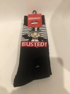Monopoly Mens Novelty Crew Socks UNCLE PENNYBAGS ‘BUSTED’ Set Of 2 Socks - Picture 1 of 5