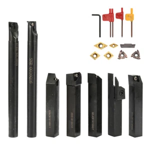 7Pcs 16mm Lathe Boring Bar Holder Turning Tool Set + Carbide Insert Wrench Kit - Picture 1 of 7