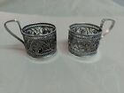 2 Antique SILVER RUSSIAN CUPHOLDERS. 8cm. 198g