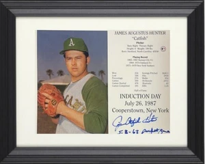 Jim "Catfish" Hunter signed A's HOF Induction 8x10 Photo PG 5-8-68 Framed- COA - Picture 1 of 2