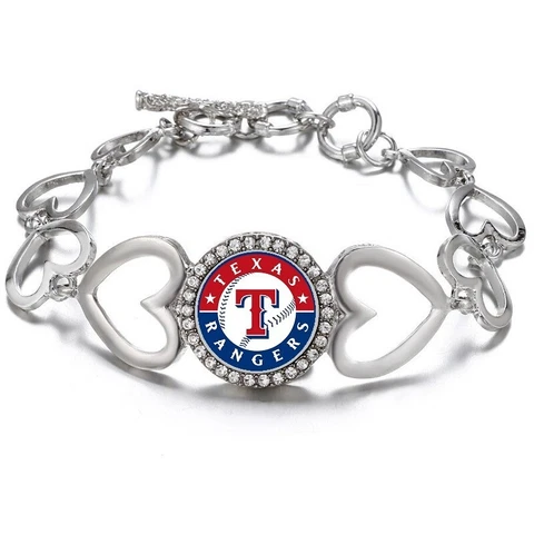 Texas Rangers Women's Silver Adjustable Heart Bracelet w Gift Pkg D27 Cover