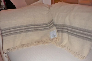 Two wool blankets from New Zealand made by Rusk And Finch. Off white color. - Picture 1 of 2