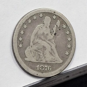 1876-CC Liberty Seated Quarter - VG (#59086-L) - Picture 1 of 8