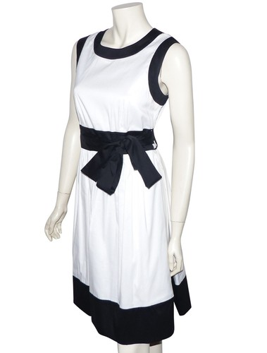 PRADA ROBE EN COTON BLANC ET NOIR white and black Prada dress