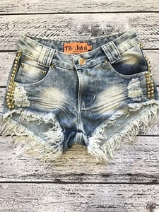 Booty Shorts Acid Wash Distressed Destroyed Te & Jota Jeans Deluxe Sz 38/ 24" W - Picture 1 of 9