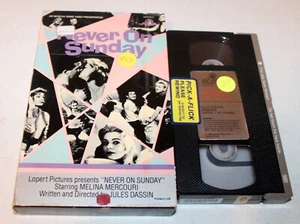NEVER ON SUNDAY VHS Tape 1960 Greek Romantic Comedy Melina Mercouri Big Box - Picture 1 of 3