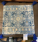 Canapé oreiller MASTER WEAVE sarcelle, blanc, design or avec glands bleus 19,5 pouces x 19 pouces